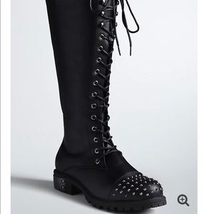 TORRID STUDDED TOE LACE UP TALL BOOTS SIZE 10